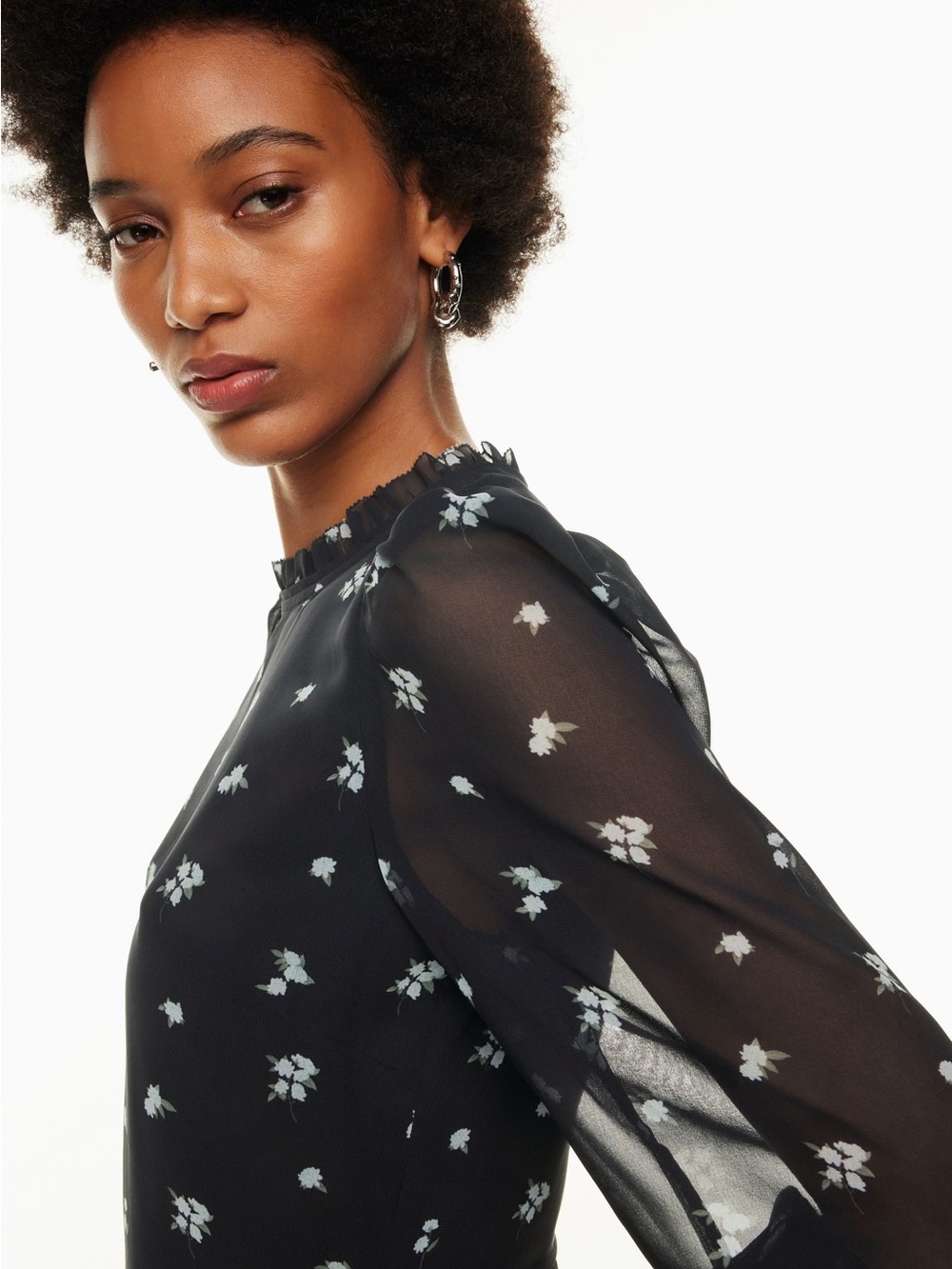 Wilfred Valencia Sheer Black Floral Blouse